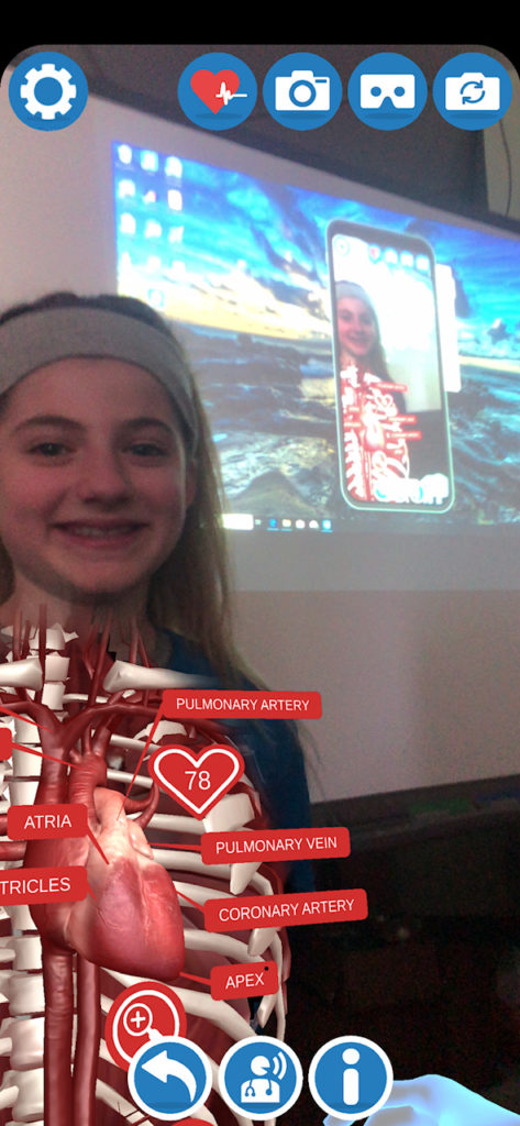 Elementary Students view inside the body with Augmented Reality